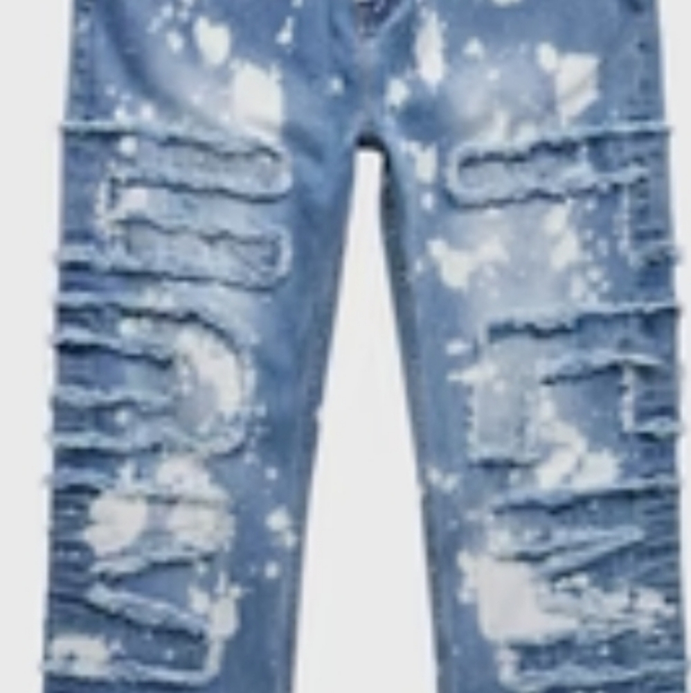 HOMME FEMME TWILIGHT BLEACH SPLATTER JEANS